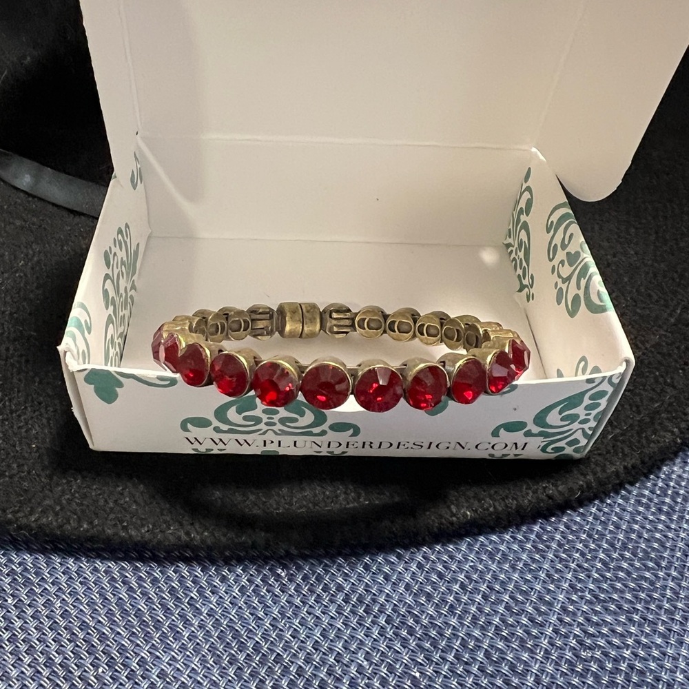 Plunder Ruby Red and Antique Gold Bracelet